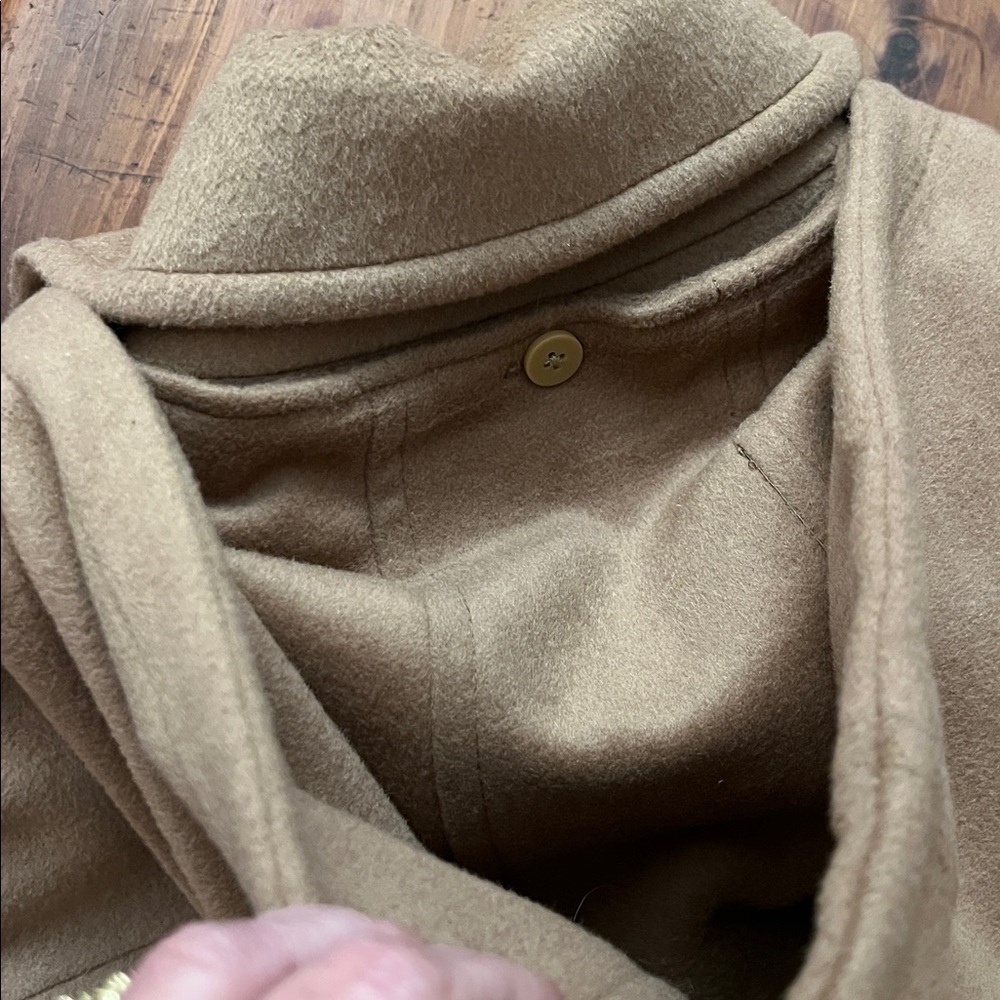 Michael Kors Wool Women's Hooded-Stand Collar Zip-Front Coat Camel Brown Size L - Picture 9 of 13